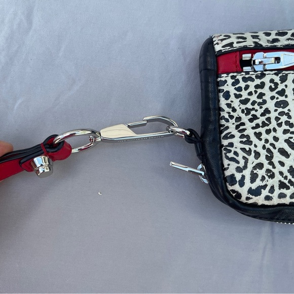 Alexander Wang Fumo Black White Red Embossed Leather Wristlet Zip Around Wallet - Picture 16 of 17